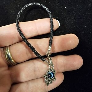 Leather Woven Black Evil Eye Bracelet